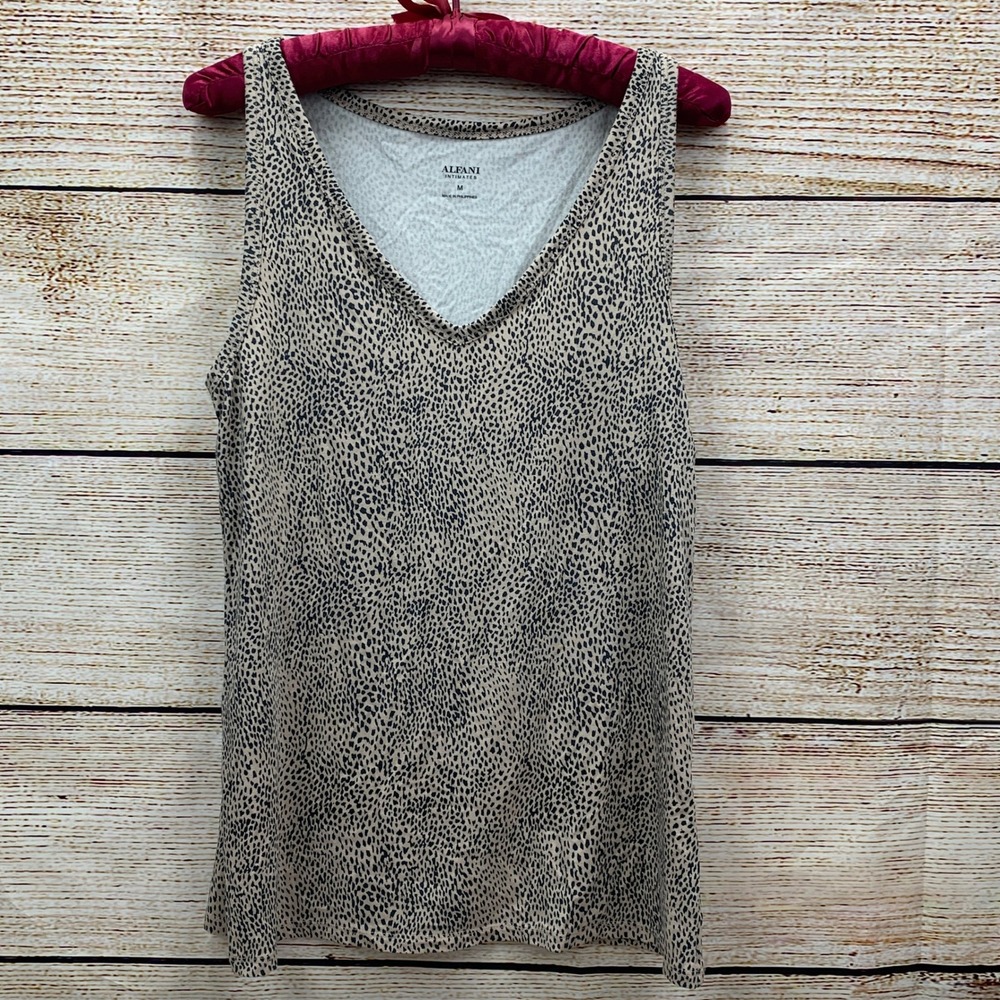 Alfani Intimates Tank Top Animal Print V-Neck Modal Basics [Size Medium] NWT